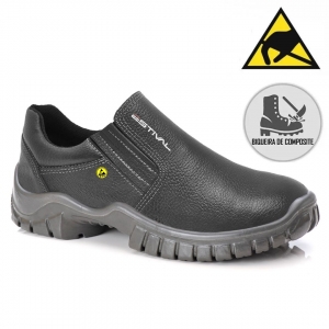 Sapato de Segurança Estival Antiestático WO10023S1A Composite Couro Preto CA 40959