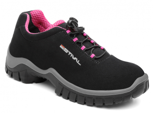 Sapato de Segurança Microfibra Preto/Rosa Estival Bico Composite EN10023S2 CA 42554