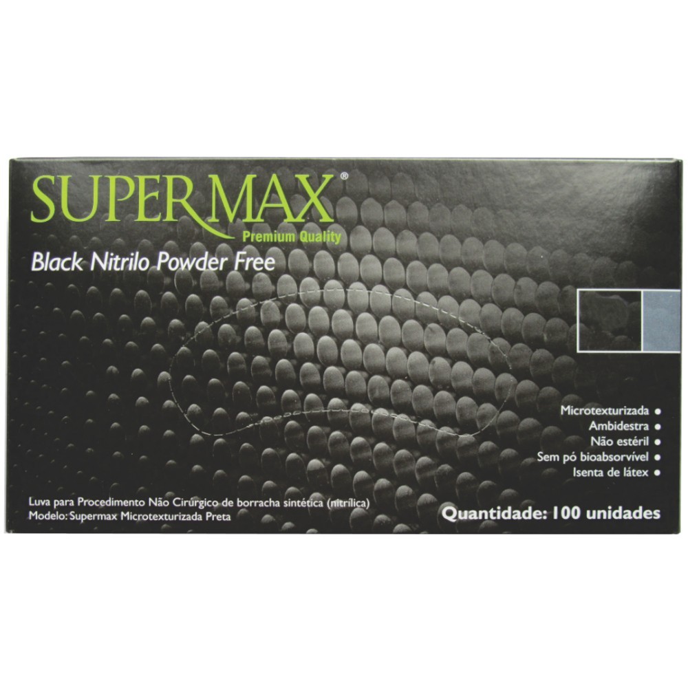 Luva Nitrílica Black Tamanho G - SUPERMAX