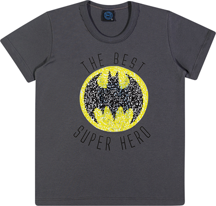 Camiseta Paetê infantil dupla face Batman ref.82088