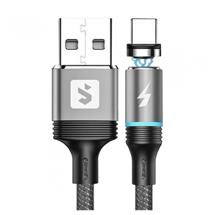 Cabo Magnético 3 em 1 para Recarga de Celular Micro USB V8 + USB Tipo C + Lightning 2.4A 1 metro SX-B16-3 Prata