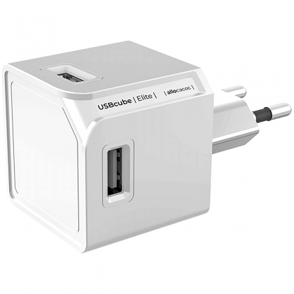 Carregador Multi USB Cube 4 Portas 3A Ultra Fast Charge 15W Alta Potência Bivolt Branco ELG USBCube