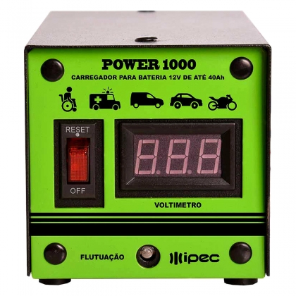 Carregador para Bateria 12V até 30Ah Entrada 127V/220V Saída 14V 2A Potência 28W Carga Flutuante IPEC Power 1000