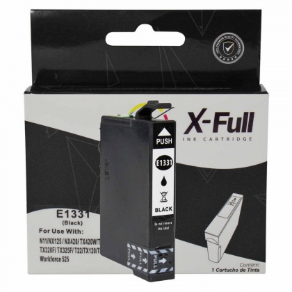Cartucho de Tinta X-Full Compatível com Epson E1331 para TX320F TX420W NX420 T12 TX235W TX430W T22 TX120 Preto 10,5ml