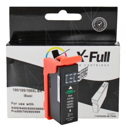Cartucho de Tinta X-Full Compatível com Lexmark 100xl 105xl 108xl para S305 S308 S405 S408 Pro 209 705 901 Preto 21,5ml