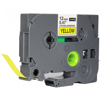 Fita para Rotulador Eletrônico Compatível para Brother TZc-S631 12mm x 8m Adesivo Forte Preto sobre Amarelo X-Full