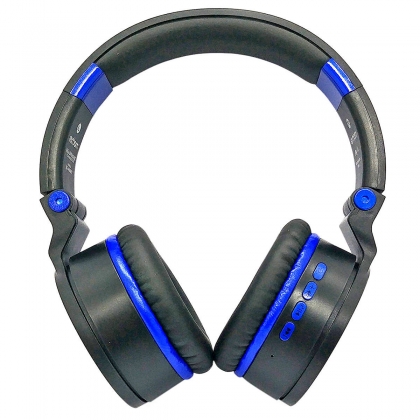 Fone Bluetooth 5.0 Wireless com Alças Dobráveis Headphone Exbom HF-480BT Preto com Azul