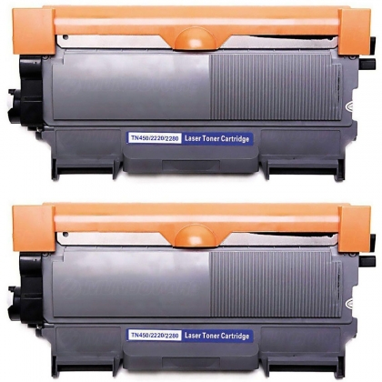 Kit 2x Toner Compatível com TN450 TN420 TN410 para Brother HL-2130 HL-2132 DCP-7055 DCP-7060 DCP-7065 Preto 2.600