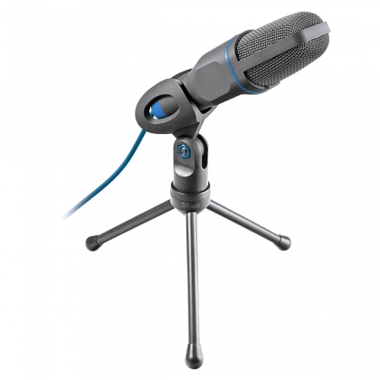 Microfone Condensador para PC e Notebook com Ângulo Ajustável Tripé de Mesa Adaptador USB Trust Mico Blue