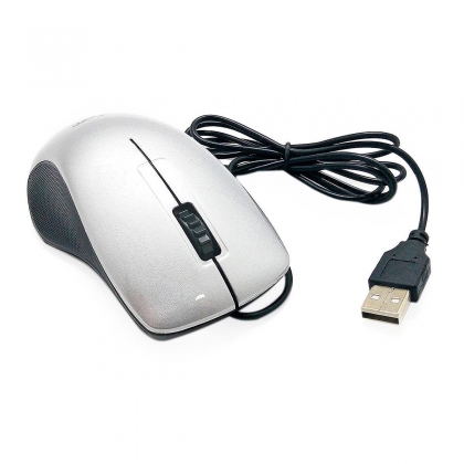 Mouse com cabo USB 1000DPIs Exbom MS-47 Prata com Acabamento Brilhante