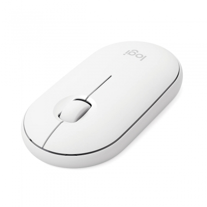 Mouse Pebble M350 Logitech Sem Fio Bluetooth ou Receptor USB Silencioso Minimalista Pilha Inclusa Branco 910-005770
