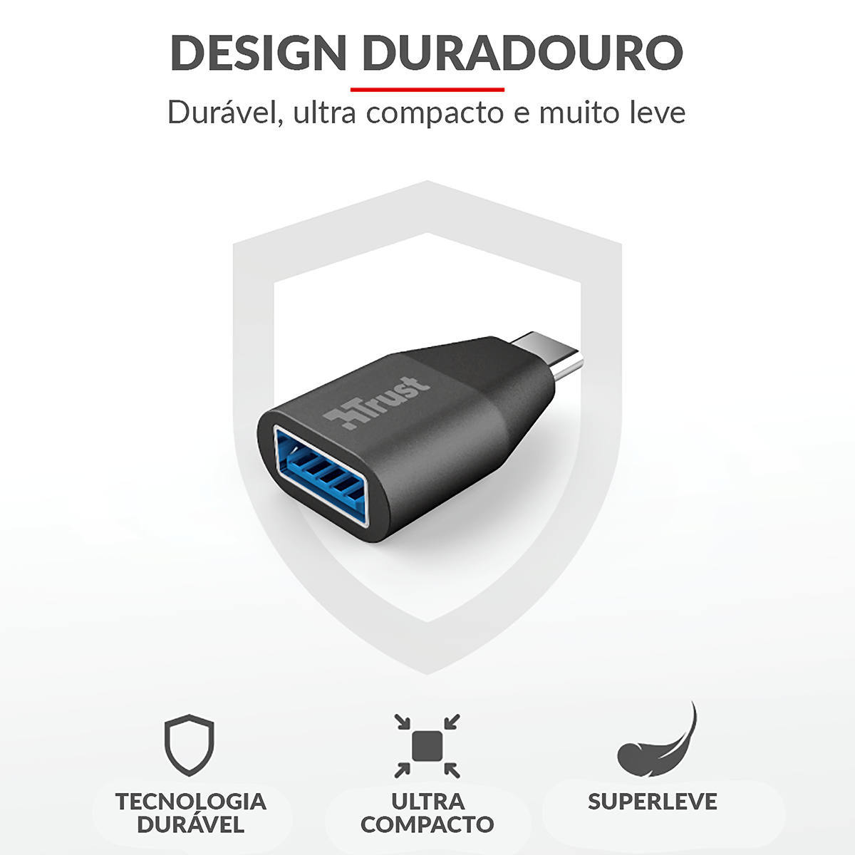 Adaptador USB Tipo-C para USB 3.1 Tipo A Ultra Compacto Trust Calyx