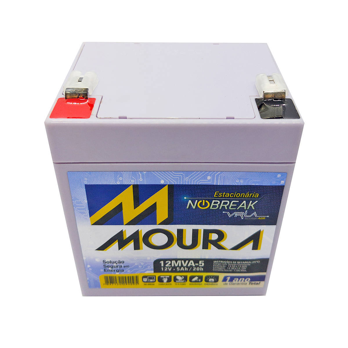 Bateria Estacionária para Nobreak 12V 5Ah Tecnologia VRLA AGM Moura
