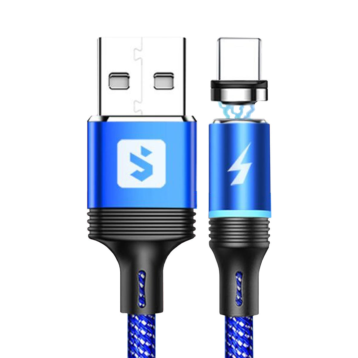 Cabo Magnético 3 em 1 para Celular Micro USB V8 + USB Tipo C + Lightning 2.4A 1 metro SX-B16-3 Azul