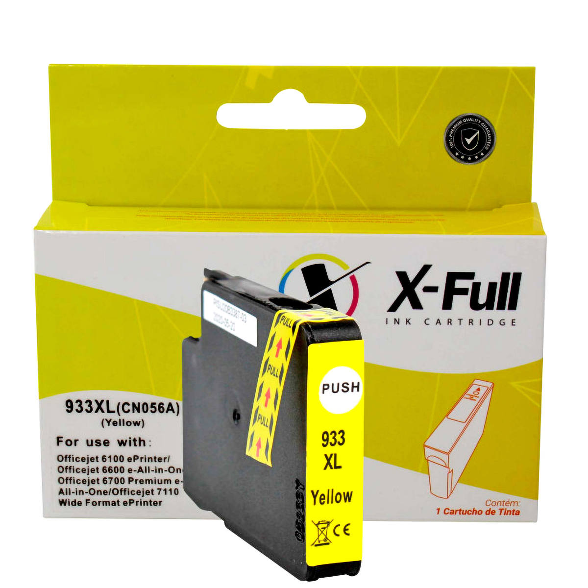 Cartucho de Tinta X-Full Compatível com HP 933xl 933 para Impressora 6100 6700 7100A 7110 7510 7610 7612 Amarelo 17ml
