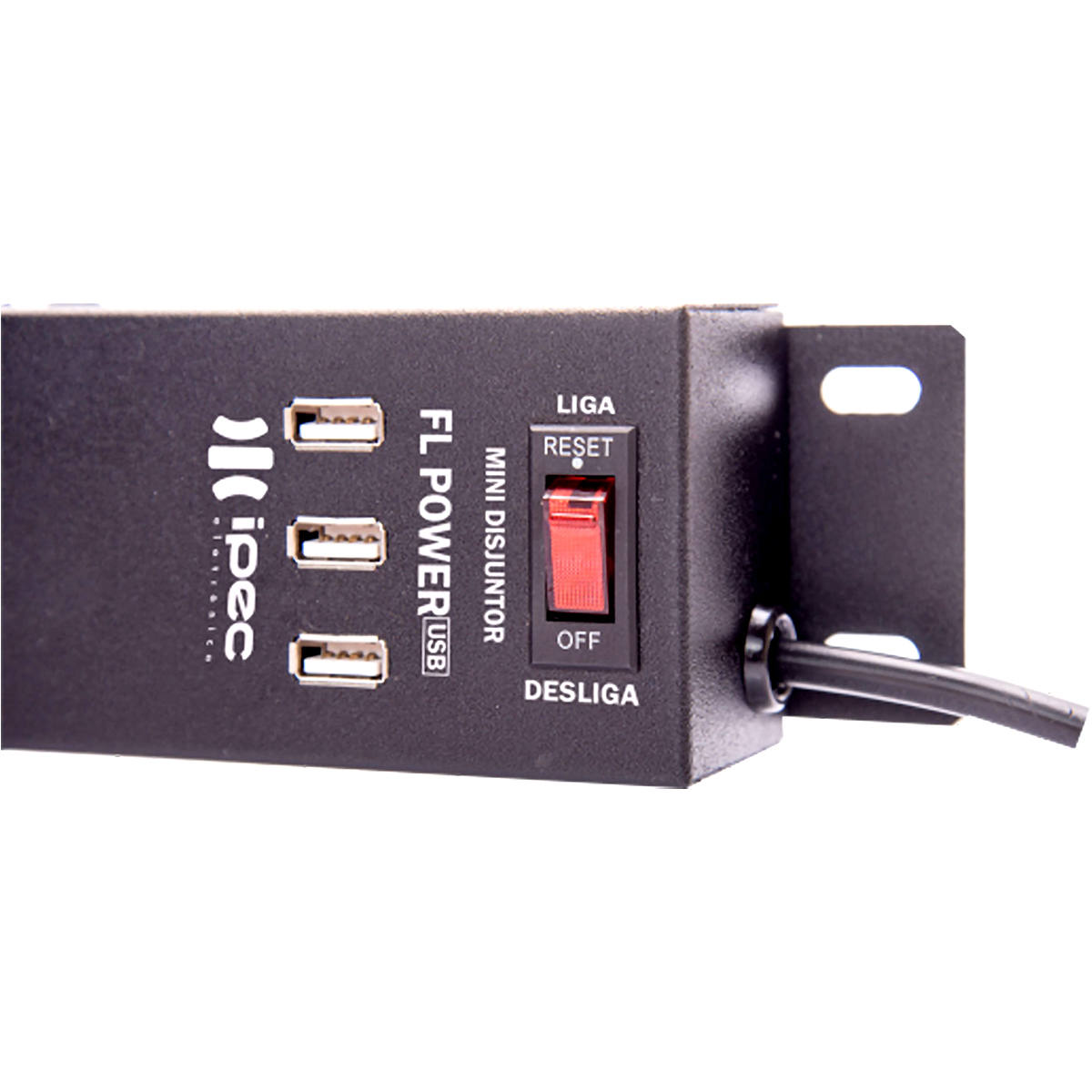 Filtro de Linha com 3 USB + 6 Tomadas 10A Bivolt Estrutura Metálica Ipec A2287 Preto