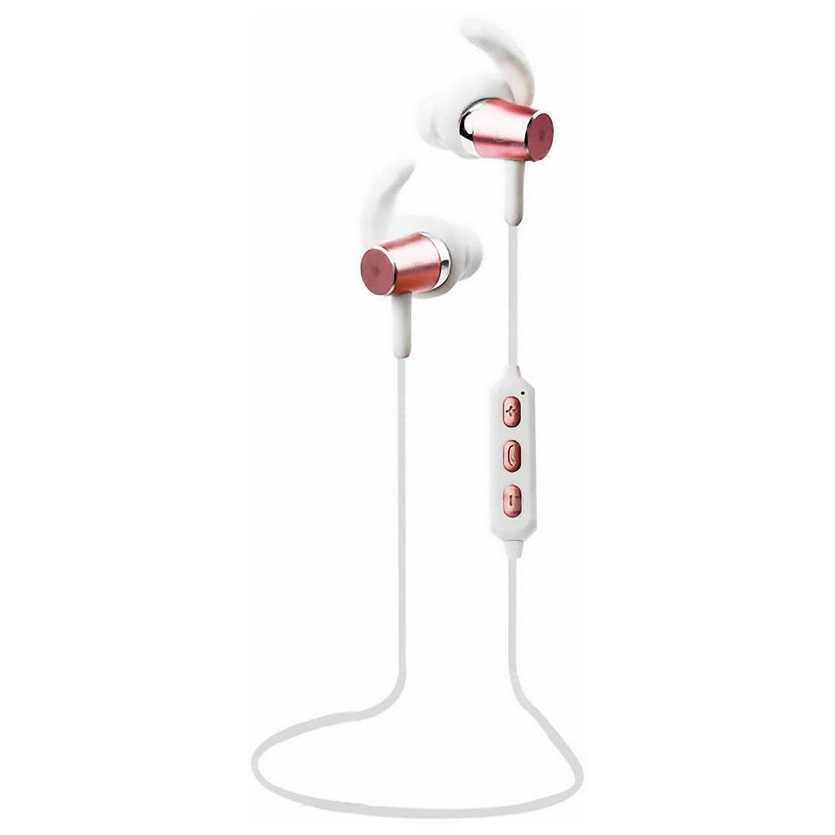 Fone Bluetooth Sport Earphone Intra-Auricular com Microfone e Controle para Chamadas FB-BT1 Branco com Rose