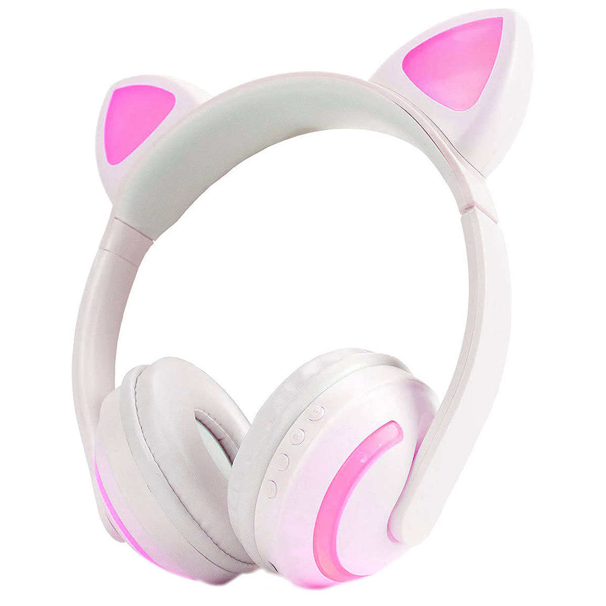 Headphone Bluetooth com Orelhas de Gato e Iluminação LED Fone Sem Fio de Gatinho Exbom HF-C240BT Branco