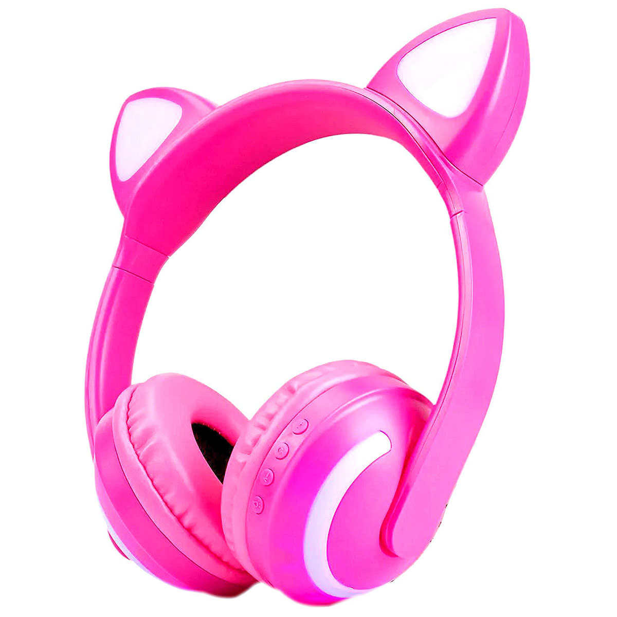 Headphone Bluetooth com Orelhas de Gato e Iluminação LED Fone Sem Fio de Gatinho Exbom HF-C240BT Rosa