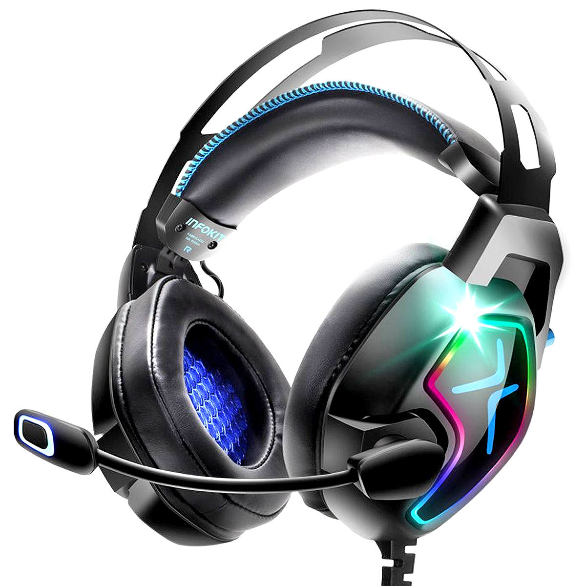 Headphone Gamer 4 Alto-falantes 7.1 Surround Super Bass Quadriplo Microfone Anti-Ruído p/ PC PS4 Celular XSoldado X8000