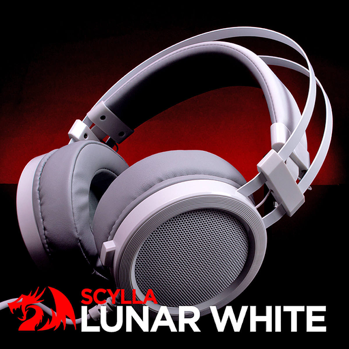 Headset Gamer Redragon Scylla Lunar White H901W Drivers 40mm Cabo 2m Bom Isolamento Passivo para Imersão nos Games