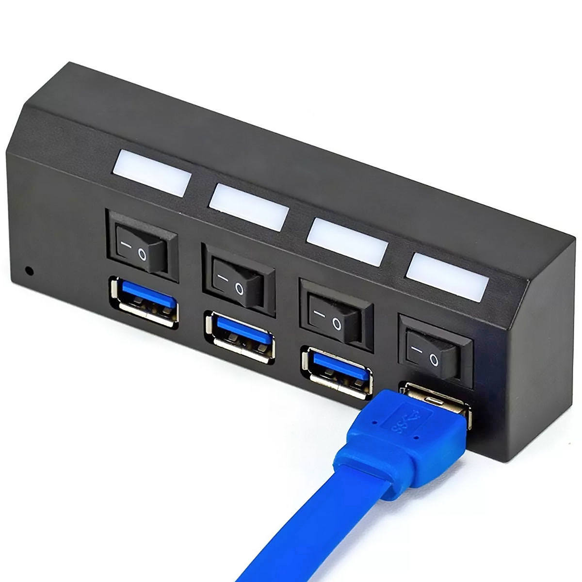 Hub USB 3.0 com 4 portas com Led Indicador e Botão On/Off - Suporta HD até 1TB Exbom UH-401