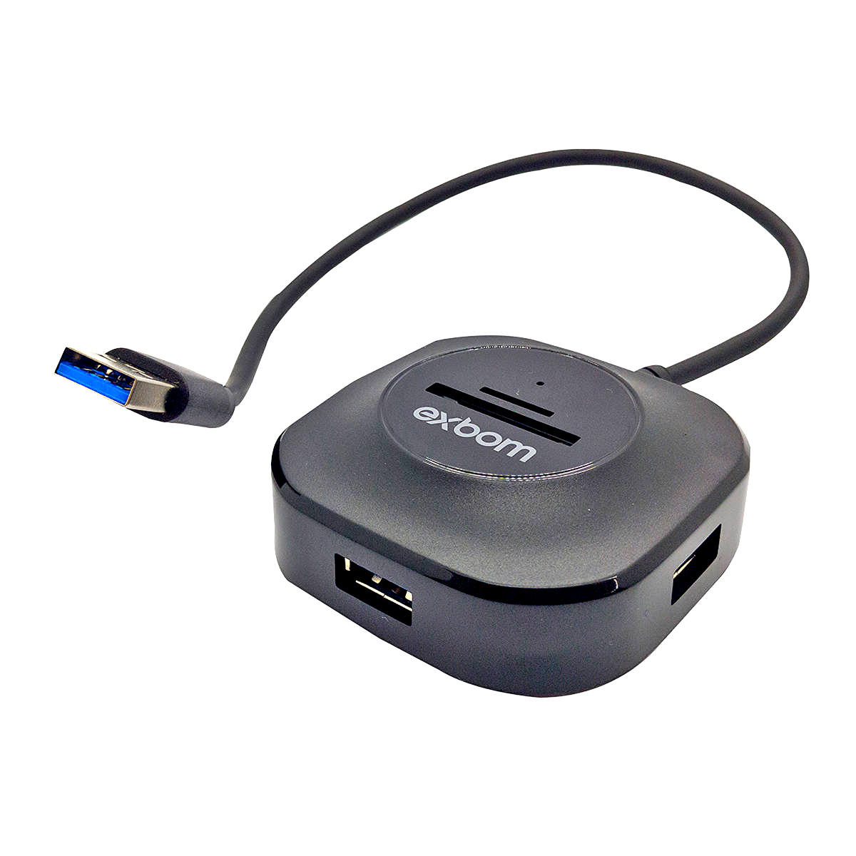 HUB USB 5 em 1 com 3 Portas USB 3.0 + 1 Leitor de Cartão microSD + 1 SD Exbom UH-R33