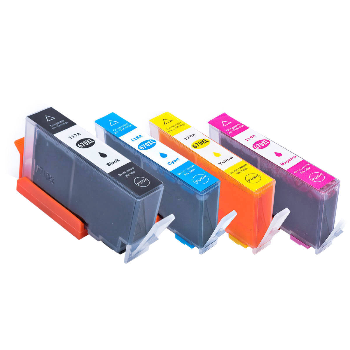 Kit 4 Cores Cartucho de Tinta Masterprint Compatível com 670xl 670 para Impressora HP 3525 4615 4625 5525 6520 6525