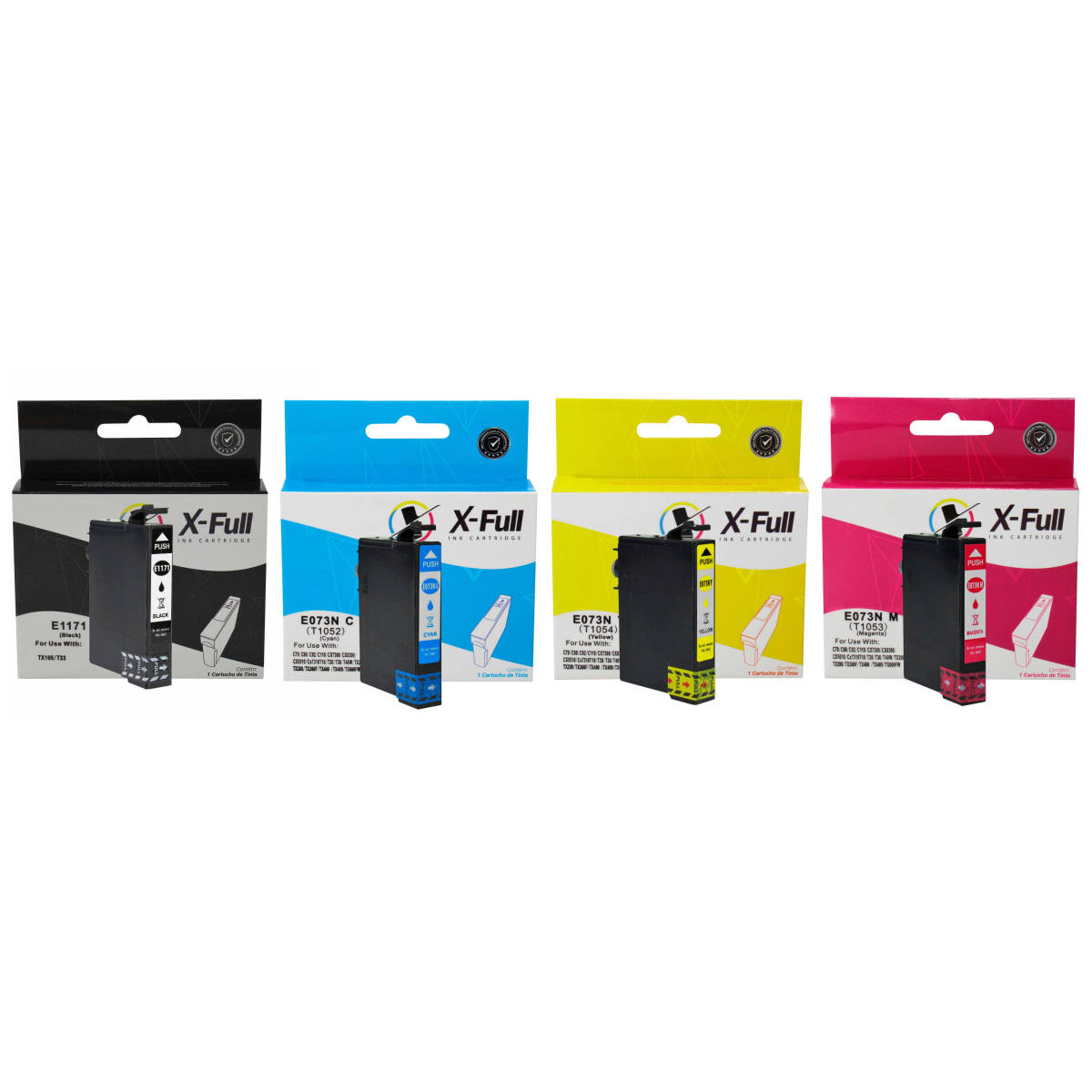Kit 4 Cores Cartucho de Tinta X-Full Compatível com Epson 1171 732 733 734 para Impressora T23 T24 TX105 TX115