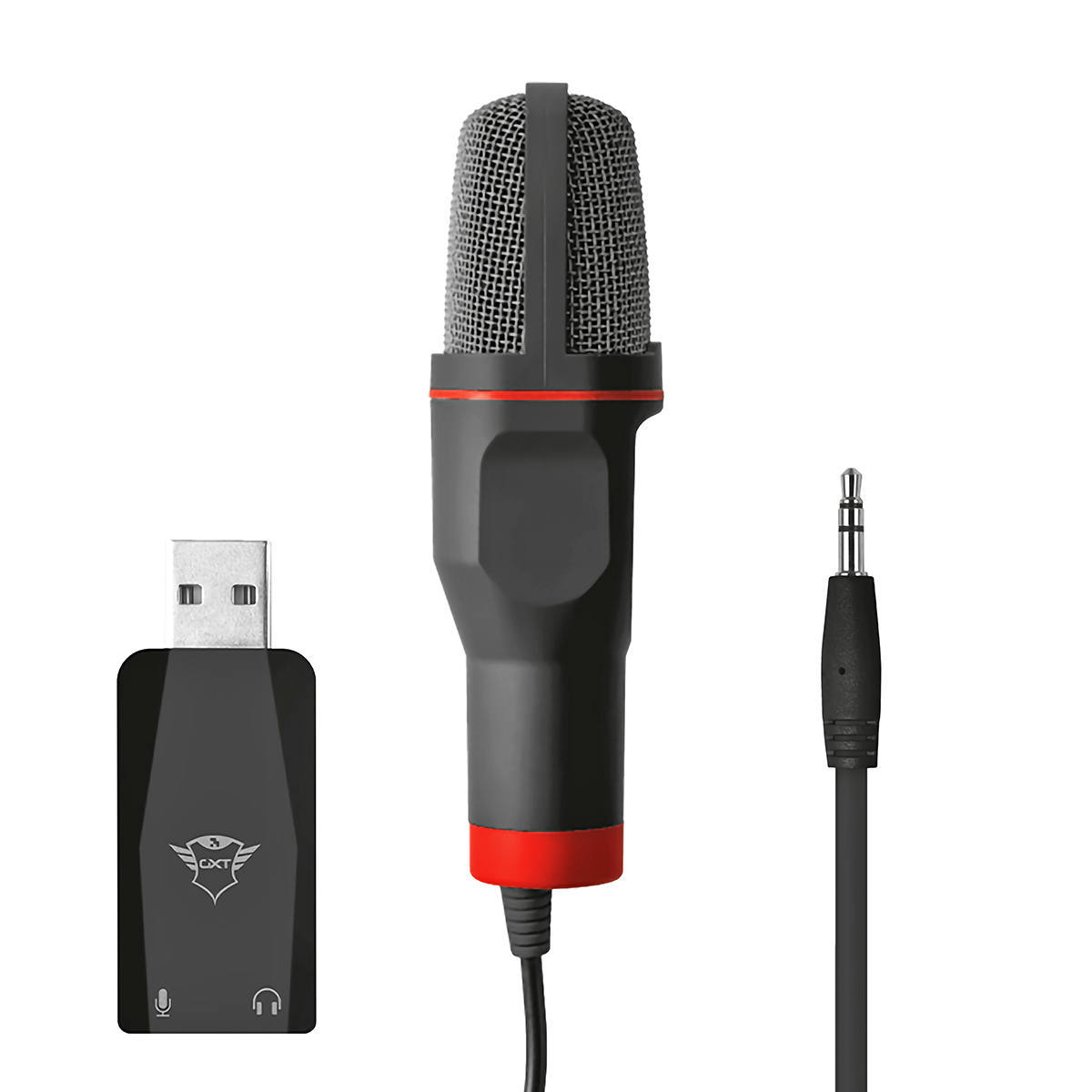 Microfone USB Gamer Som Digital com Adaptador USB Tripé de Mesa Ângulo Ajustável Trust GXT 212 Mico Red