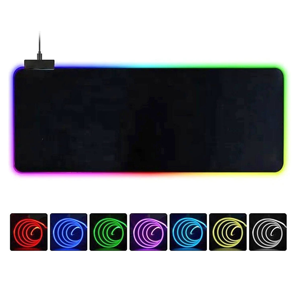 Mouse Pad Gamer 800x300x3mm Iluminação LED nas Bordas com 14 Modos Espectro Backlighting USB Power Exbom MP-LED3080