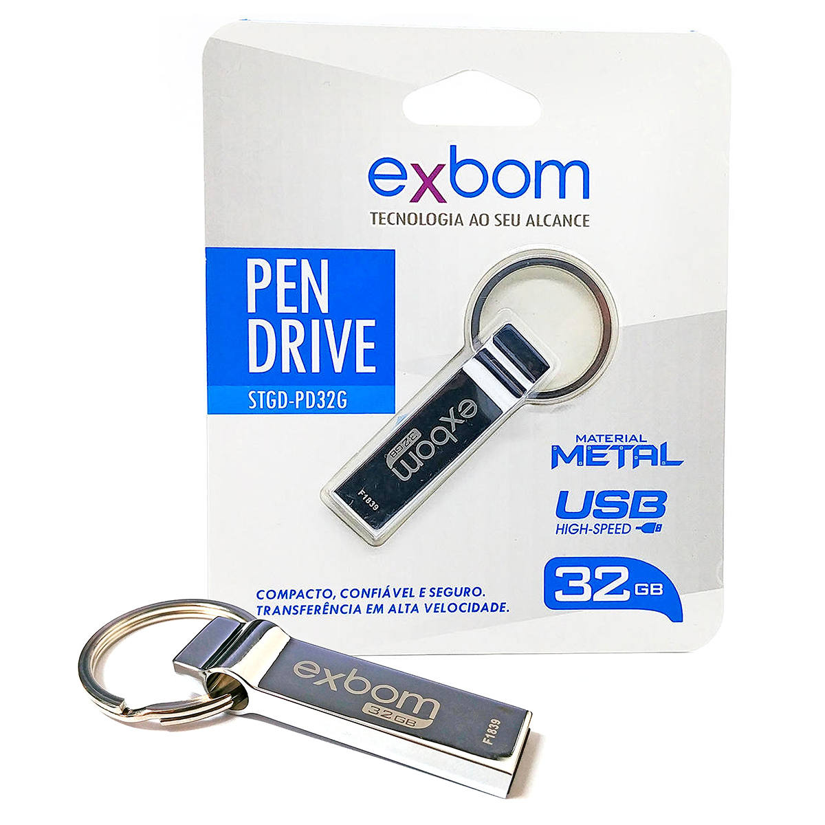 Pen Drive 32GB Compacto com Acabamento em Metal Exbom Pendrive STGD-PD32G