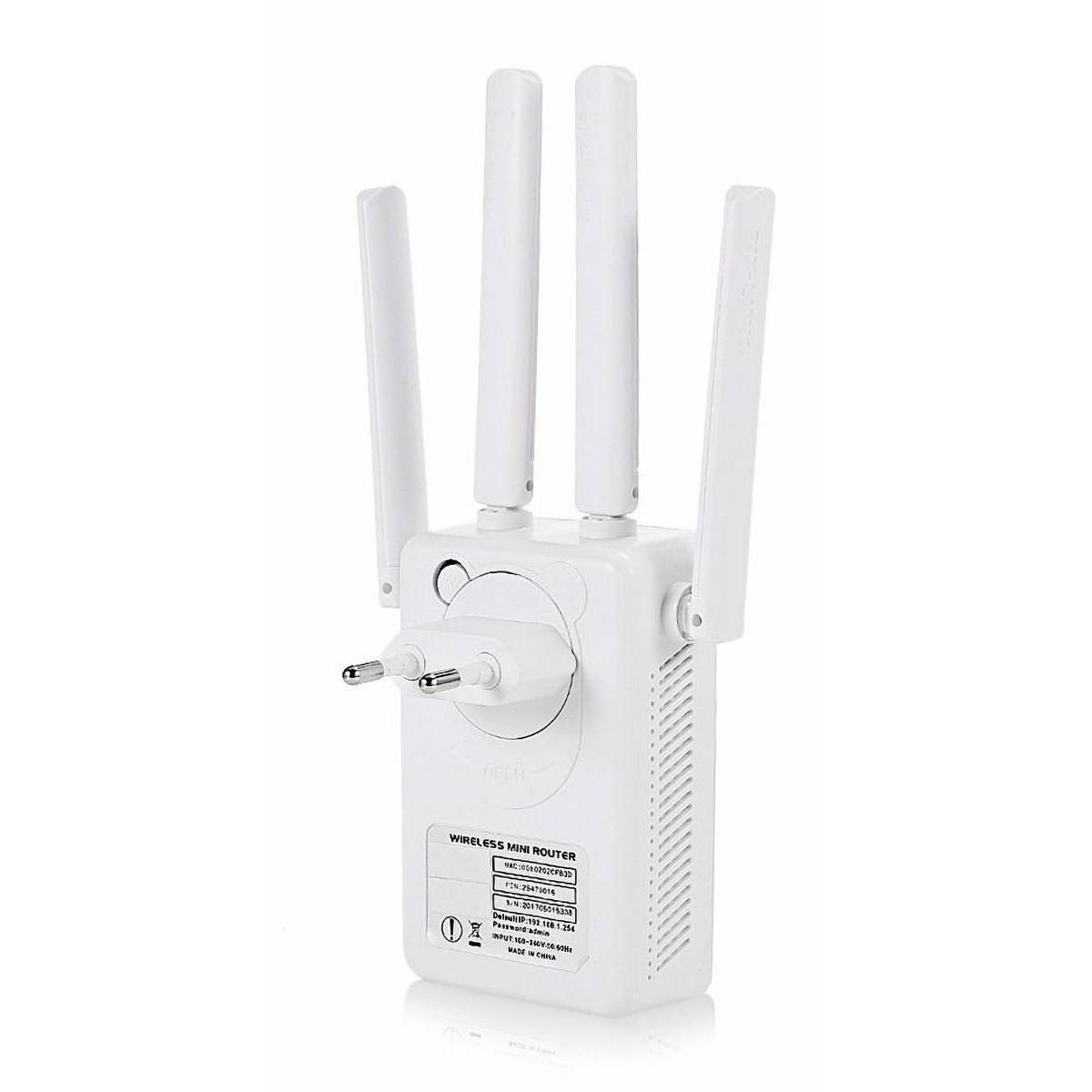 Repetidor de Sinal Wireless 300Mbps 4 Antenas Externas WiFi Amplifica o Alcance da Rede Sem Fio Exbom YWIP-C4