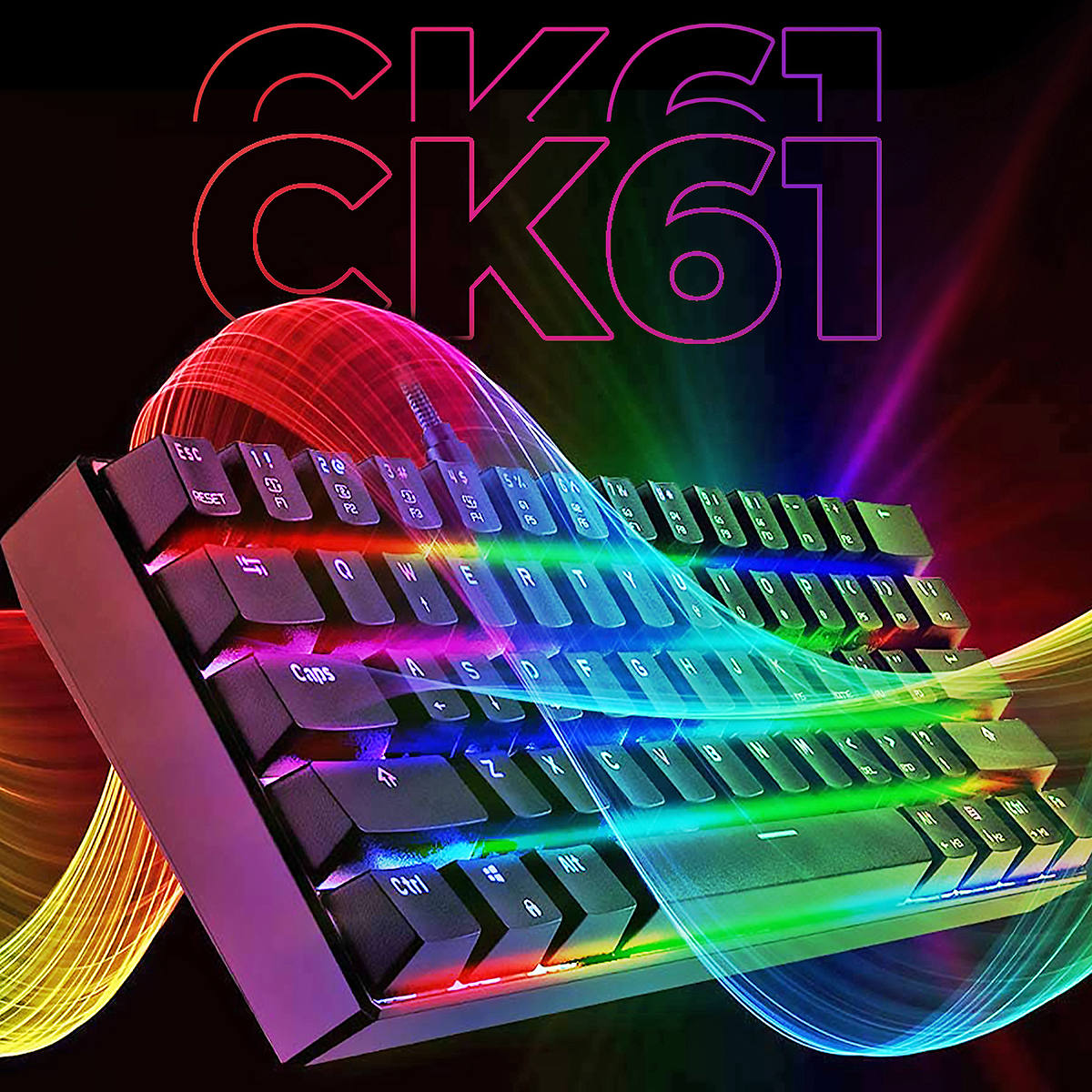Teclado CK61 Essential Motospeed Gamer Mecânico Switch Outemu Blue Anti-Ghosting All Padrão ANSI Preto