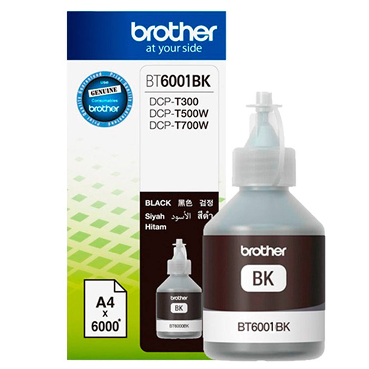 Tinta Brother BT-6001BK BT6001BK Original Preto para InkTank DCP-T300 DCP-T500W DCP-T700W MFC-T800W Refil 108ml