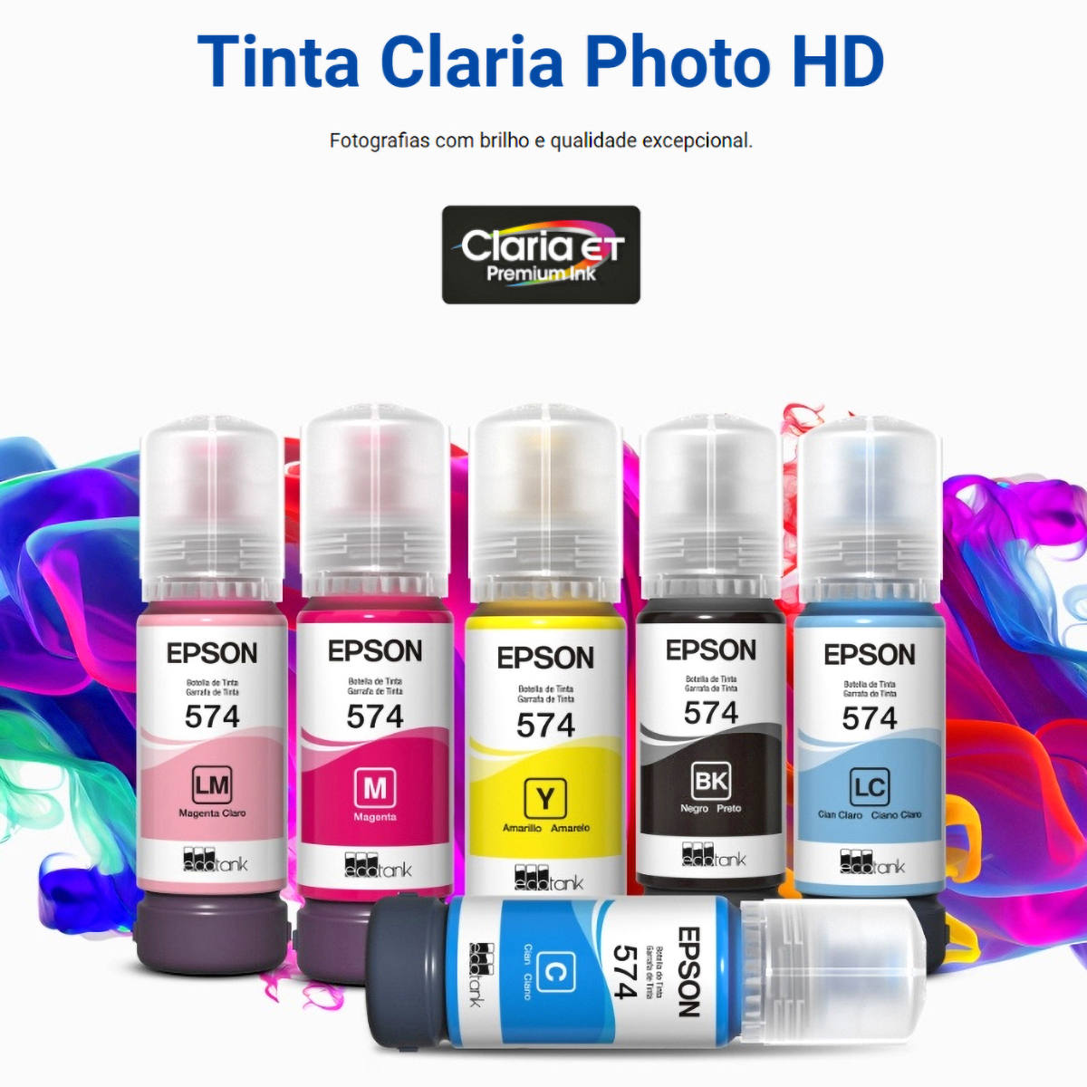 Tinta Epson Magenta Claro 574 T574620 T574620AL T574 Original para EcoTank Fotográfica L8050 L18050 Garrafa de 70ml