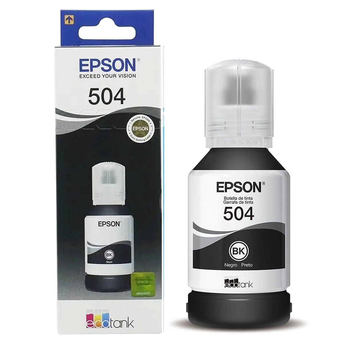 Tinta Epson 504 T504120 T504120AL Preta Original para Ecotank L4150 L4160 L4260 L6191 L6161 L6270 L14150 Refil de 127ml