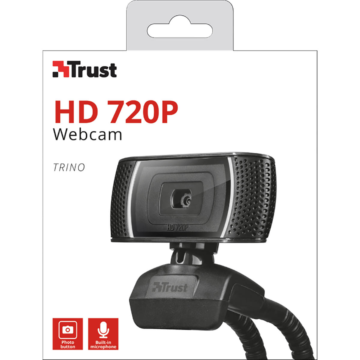 Webcam HD Video 720p 30fps 8MP com Microfone Integrado e Suporte Inteligente Flexível Trust Trino