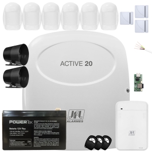 Kit Alarme Active 20 Com Ethernet Sensores Idx 1001 e Shc Fit Jfl