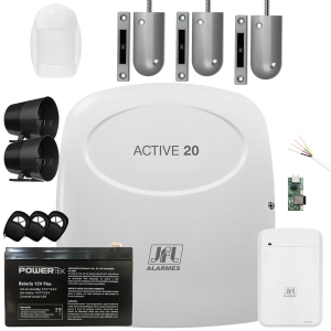 Kit Alarme Active 20 Com Ethernet e Sensores Spa 2001 e Idx 1001 Jfl