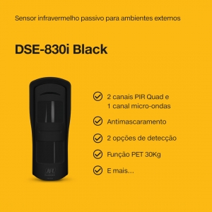 Sensor De Presença Infravermelho Externo Microondas Pet 30kg Dse 830i Black Jfl