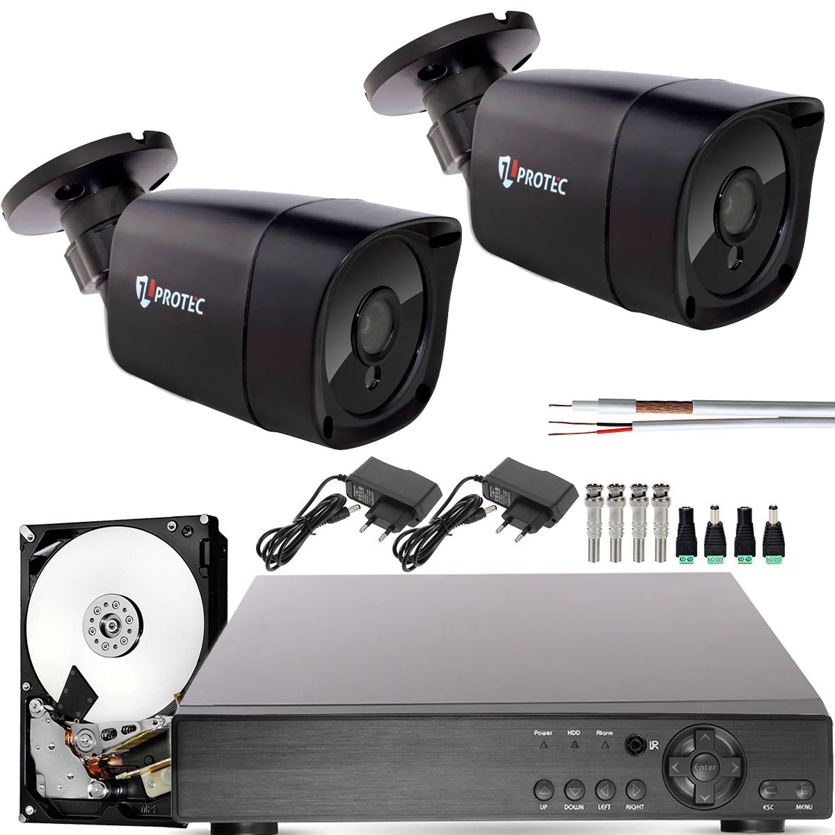 Kit 2 Câmeras de Segurança Infravermelho Full Hd 1080p Dvr 4 Canais
