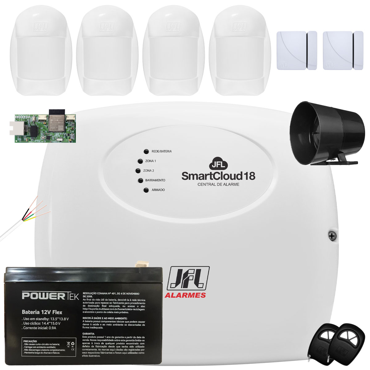 Kit Alarme Jfl Smartcloud 18 Sensores Idx 1001 E Shc Fit Jfl