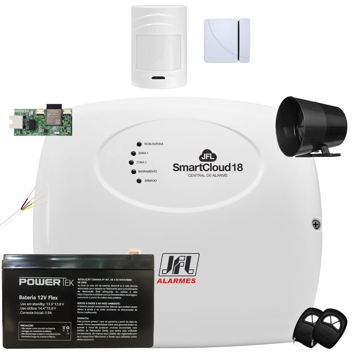Kit Alarme Residencial SmartCloud 18 Sensores Sem Fio Jfl