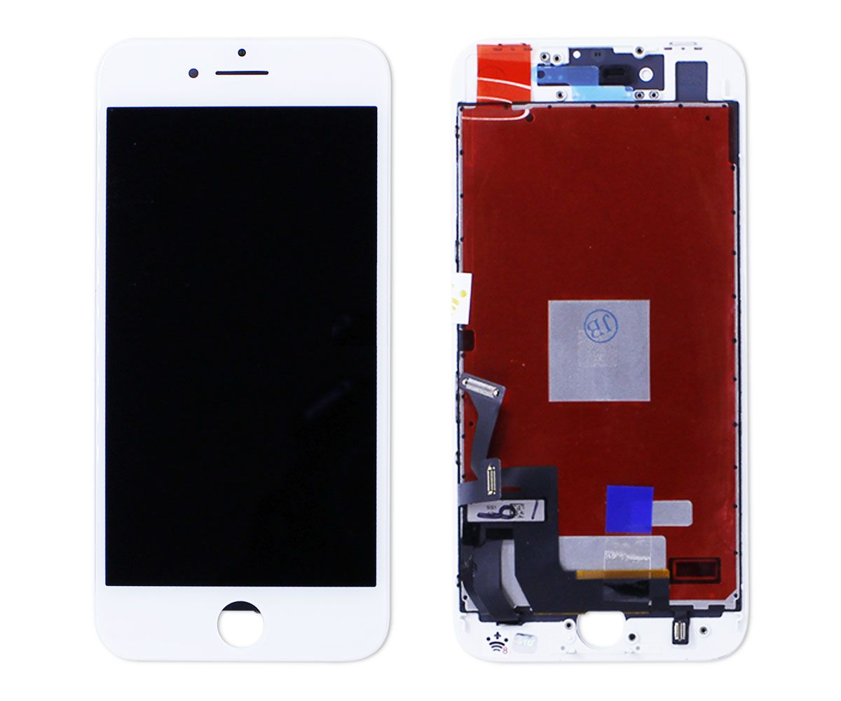 Kit Tela Display iPhone 8 Empório Pro Branco + Bateria + Capa Apple Vermelha