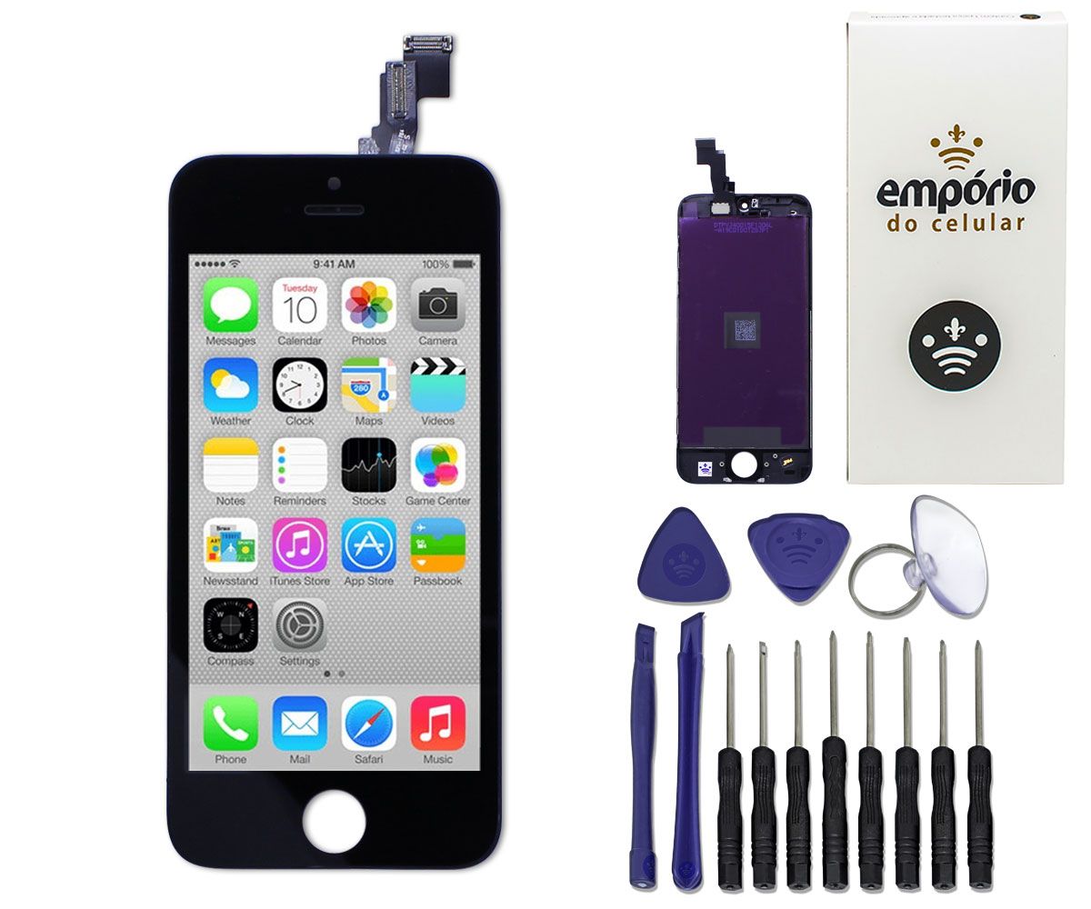 Kit Tela Display iPhone 5C Premium + Bateria + Película