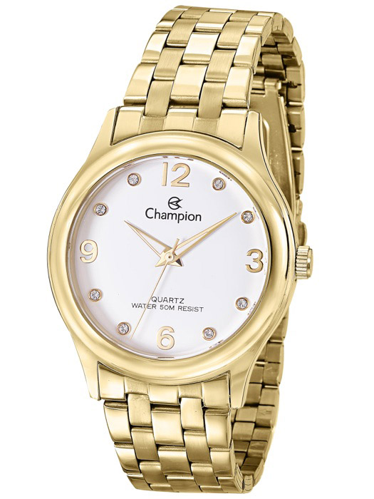 Relógio Champion Feminino Dourado Strass CN28991H