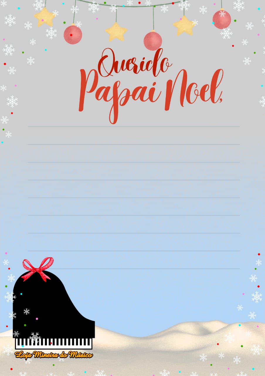 Kit de Natal Digital Pianistas | Cartão de Presente, Papeis de Carta, Cartinhas para o Papai Noel e outros