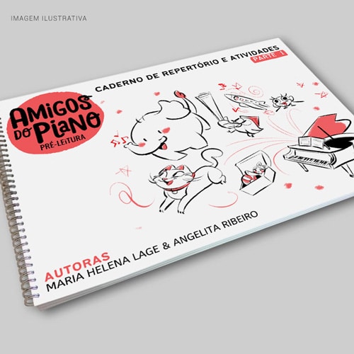 Livro Impresso Amigos do Piano Caderno de Atividades do Pré Leitura Lumah Cultura