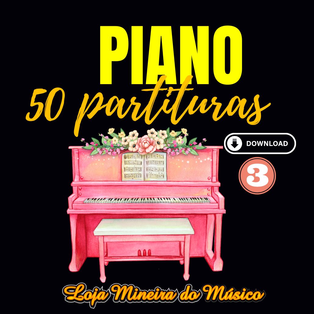 Partituras para Piano Volume 3 com 50 Partituras com Clave de Sol, Clave de Fá, Cifras e Letras nas Partituras - MIMO MUSICAL